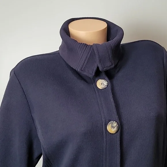 Karen Scott SPORT Navy Blue Button Down Knit Cardigan - Picture 9 of 12
